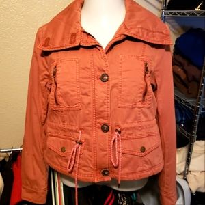 Anthropologie Orange Drawstring Jacket Small